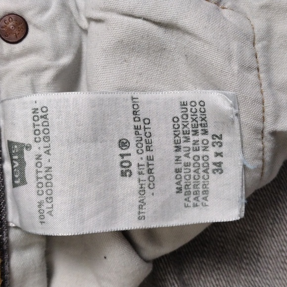 Levi's 501 Grey Colored Denim Five Pocket Button Fly Mid Rise Straight Leg Jean - Picture 7 of 13